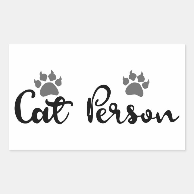 Cat Person Typography Art Rectangular Sticker (Front)