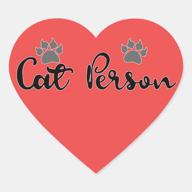 Cat Person Typography Art Red Background Heart Sticker (Front)