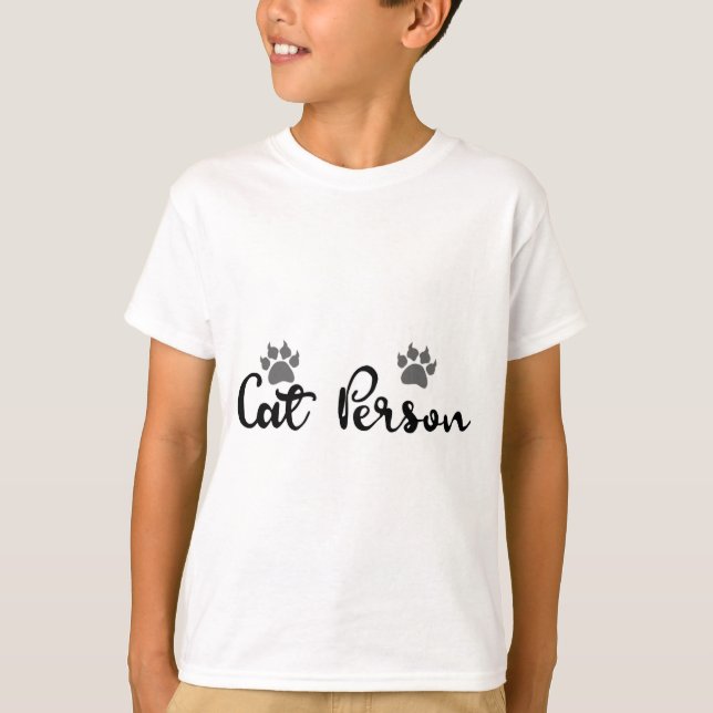 Cat Person Typography Art T-Shirt (Front)
