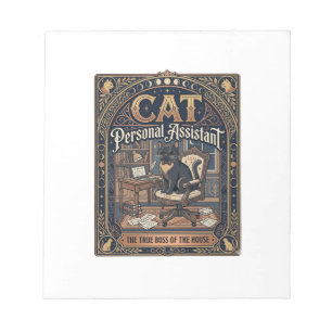 Cat Personal Assistant Cat Funny Owner Humour Vint Notepad