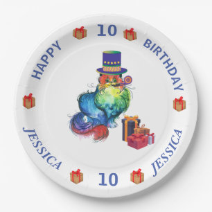 Cat Personalised Party Paper Plate