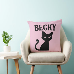 CAT PERSONALIZED ADD NAME PINK CUSHION