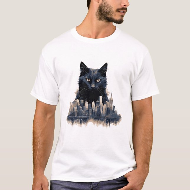 Cat Pet Animal Beauty Nature City Discovery T-Shirt (Front)