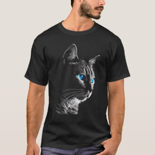 Cat Pet Animal - Blue Eyes Art Cat T-Shirt