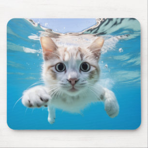 Cat Pet Animal Fun Playing Water Outdoor Mouse Pad
