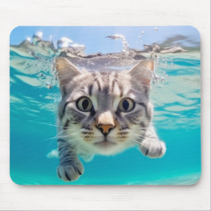 Cat Pet Animal Fun Playing Water Outdoor Mouse Pad