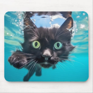 Cat Pet Animal Fun Playing Water Outdoor Mouse Pad