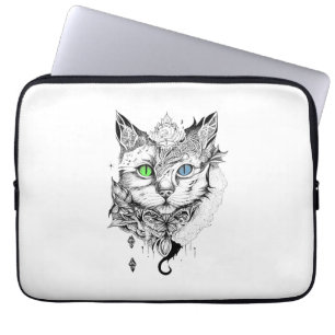 Cat Pet Animal Nature Illustration Art Tattoo Laptop Sleeve
