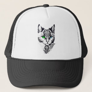Cat Pet Animal Nature Illustration Art Tattoo Trucker Hat