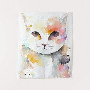 Cat Pet Animal Nature Watercolor Art Painting Tapestry