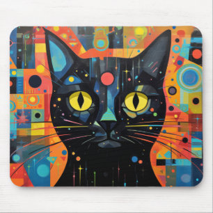 Cat Pet Animal Portrait Colourful Painting Mouse Pad