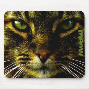 Cat Pet Hypnotising Eyes Photo Custom Text Mouse Pad