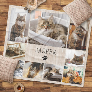 Cat Pet Lover Mum Dad Photo Collage Fleece Blanket