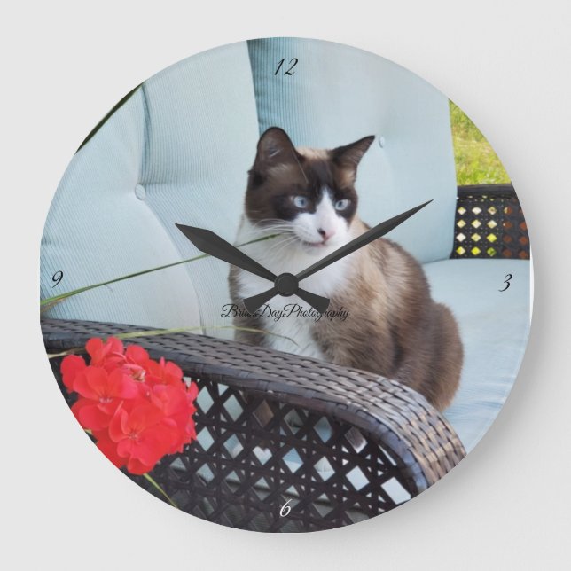 cat pet pet family loved feline  large clock (Front)
