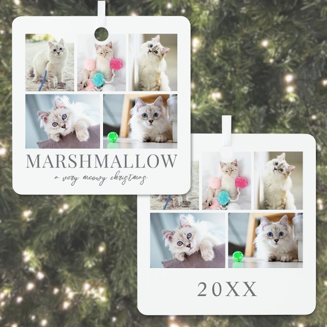 Cat Pet Photo Meowy Christmas Metal Tree Decoration (Cat Pet Photo Meowy Christmas Metal Ornament)