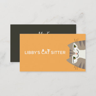 Cat Pet Sitting QR Code Business Card