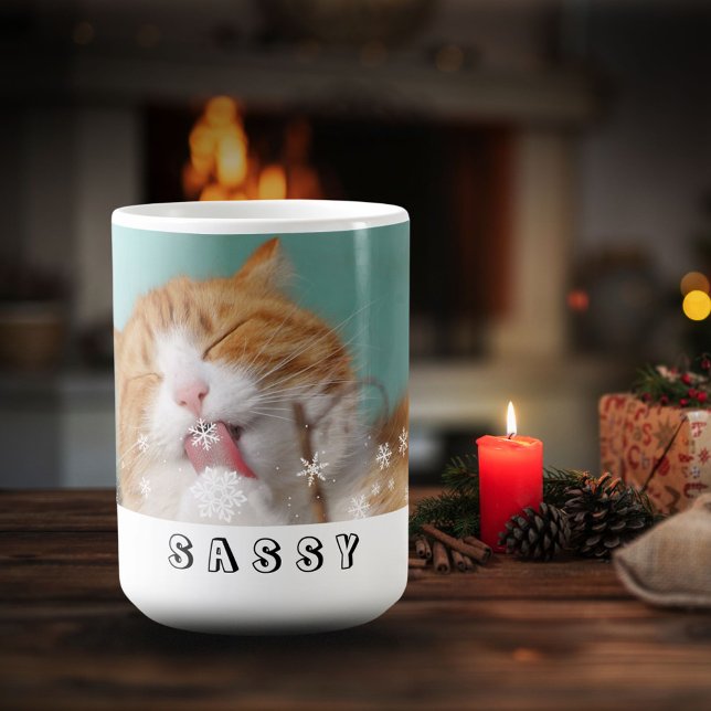 Cat Pet Snowflakes Holiday Photo  Coffee Mug (Creator Uploaded)