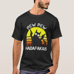 Cat Pew Pew Madafakas Crazy Summer Cat With Gun T-Shirt