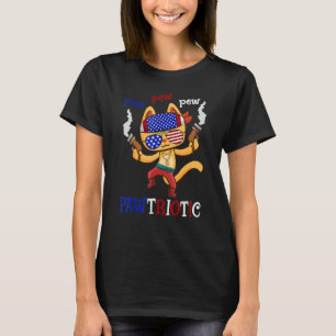 Cat Pew Pew Pawtriotic Cat 4th Of July Humor Tee