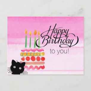 Cat Photo Bomb Happy Birthday Postcard