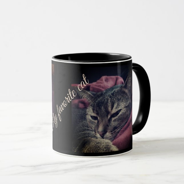 Cat photo, cat, Pets, funny cat, Burgundy Mug (Front Right)