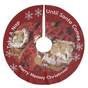 Cat Photo , Humor Text, Customize , Brushed Polyester Tree Skirt