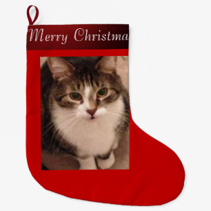 Cat Photo Large Christmas Stocking