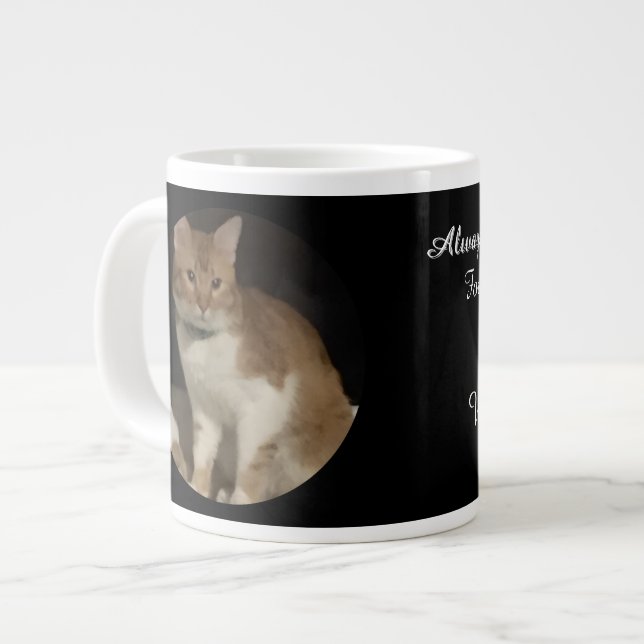 Cat Photo Memorial Name Text   Large Coffee Mug (Front Left)