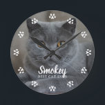 Cat Photo Personalised Round Clock<br><div class="desc">Cats leave paw prints in your heart. 
Display your favourite cat photo with this beautiful personalised clock perfect for the World's Best Cat Mum/Dad.</div>
