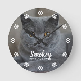 Cat Photo Personalized Round Clock