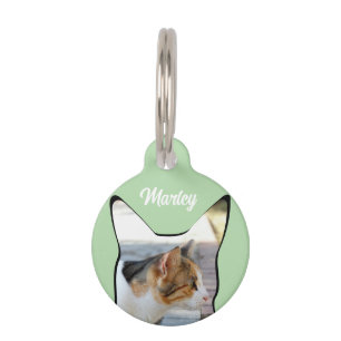 Cat photo shape pet tag