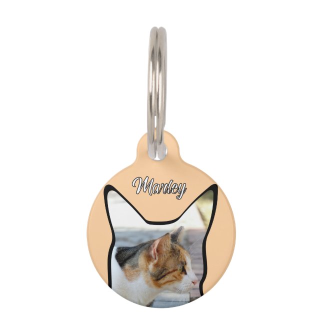 Cat photo shape pet tag (Front)