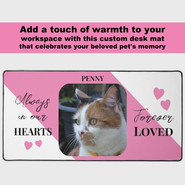 Cat Photo Sympathy Pet Memorial pink Desk Mat (Creator Uploaded)