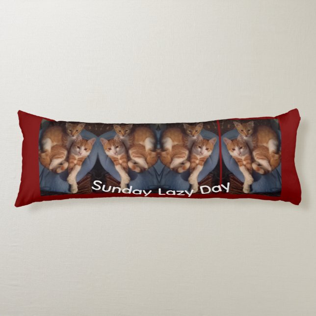 Cat photo text customise ,  body cushion (Front)