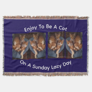 Cat photo text customise ,  throw blanket