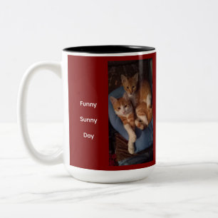 Cat photo text customise , Two-Tone coffee mug
