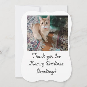 Cat Photo Text Customize Greeting Christmas Card