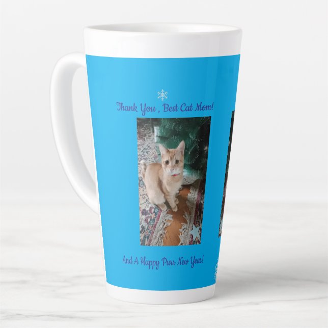 Cat Photo text customize  Latte Mug (Left Angle)