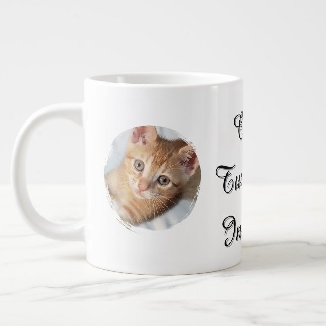 Cat Photo, Text, replaceable, Funny  Large Coffee Mug (Left)