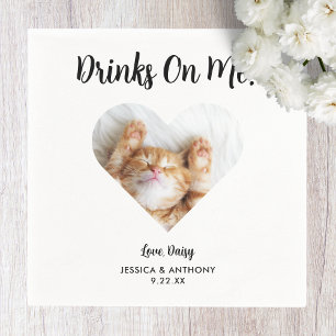 Cat Photo Wedding Cocktail Napkins