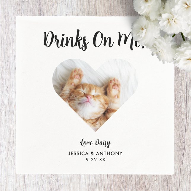 Cat Photo Wedding Cocktail Napkins (Creator Uploaded)