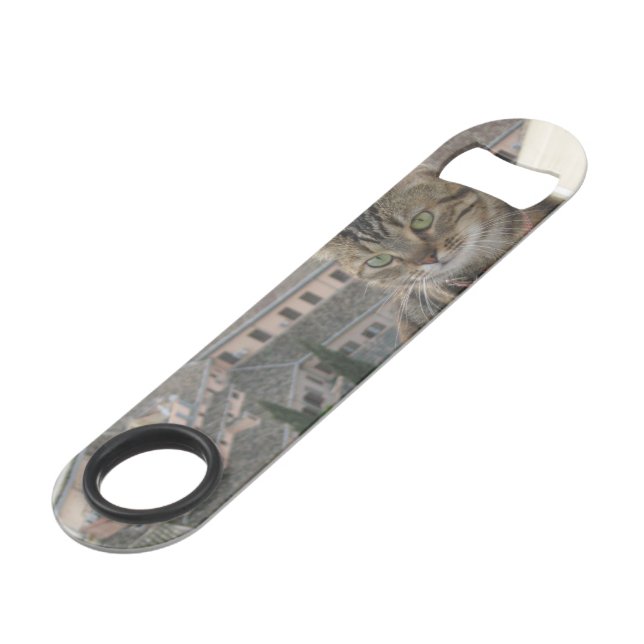 Cat PhotoStainless Bottle  Opener (Front Angled)