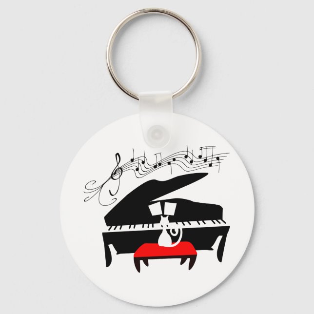 Cat & Piano Key Ring (Front)