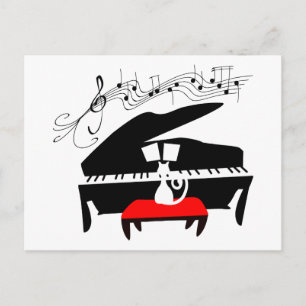 Cat & Piano Postcard