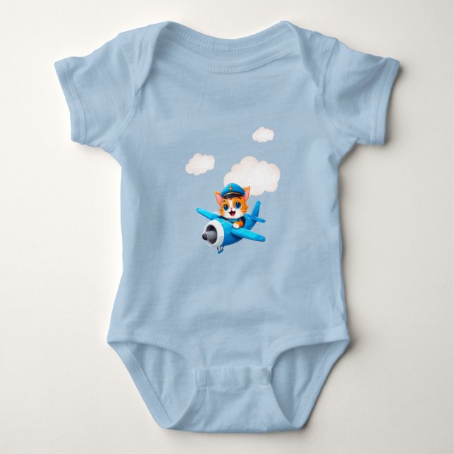 Cat Pilot Baby Bodysuit (Front)