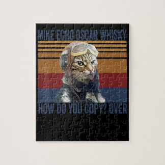 Cat Pilot Mike Echo Oscar Whisky Costume Gift Jigsaw Puzzle