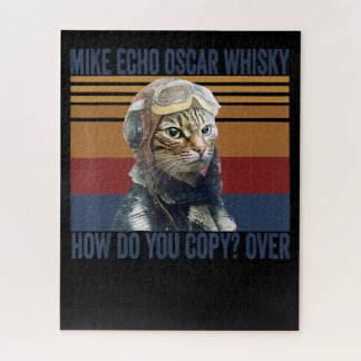Cat Pilot Mike Echo Oscar Whisky Costume Gift Jigsaw Puzzle