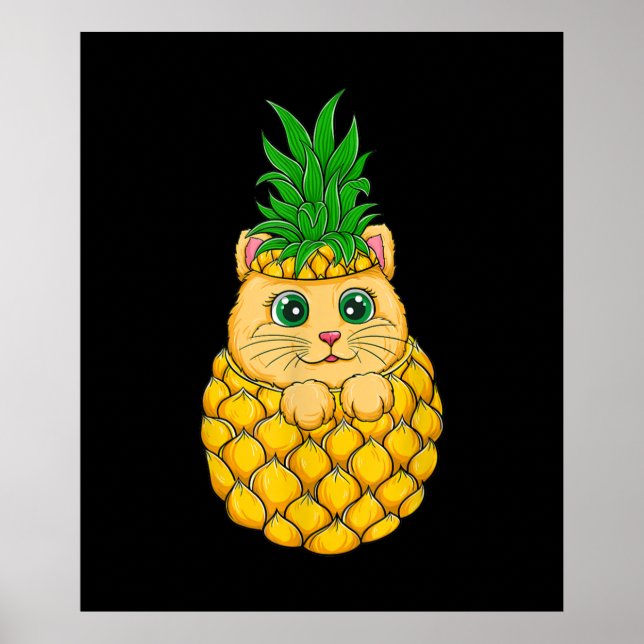 Cat Pineapple | Cute Cat Lover | Summer Fruit Gift Poster (Front)