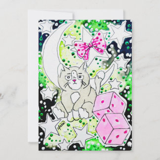 Cat & Pink Dice Card