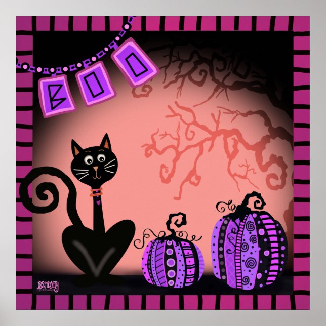 Cat Pink Fun Halloween Inspirivity Classroom Poster (Front)